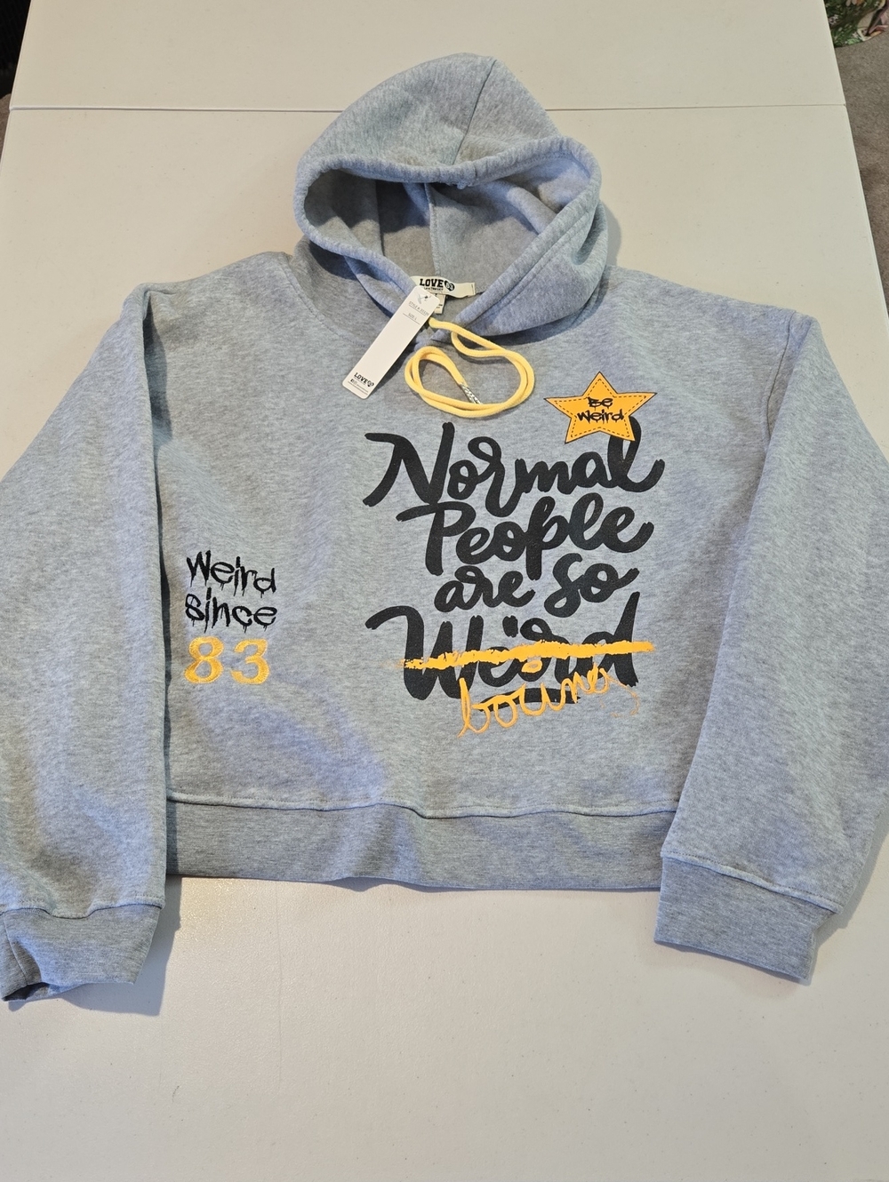 LOVE 83 Grey 'Normal People Are So Weird' Graphic Hoodie